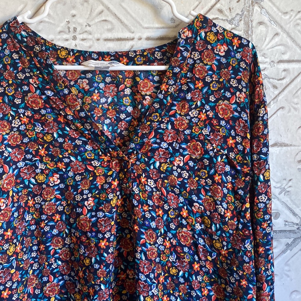 Vibrant and happy navy and red floral long tall tunic